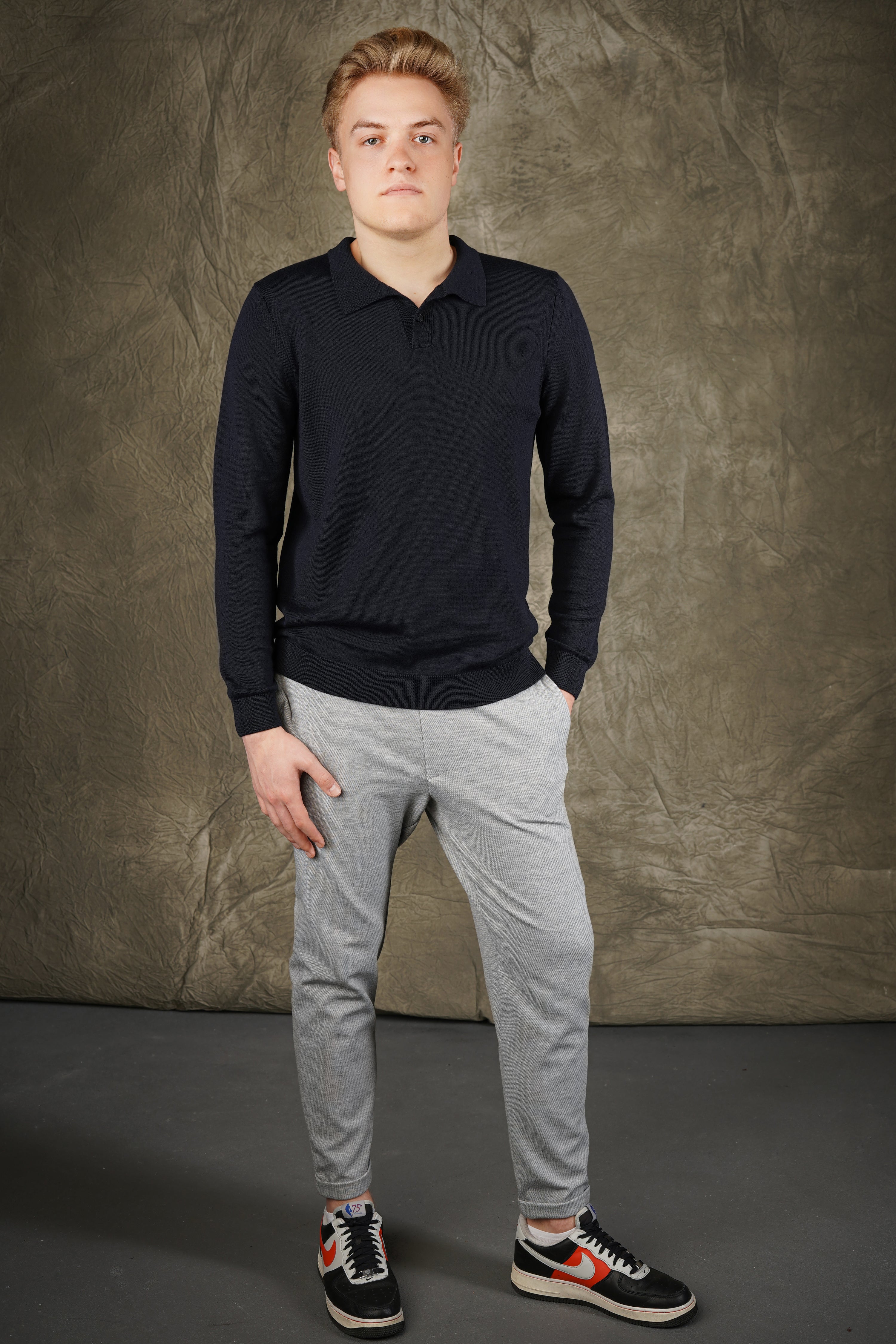 Merino wool polo sweater