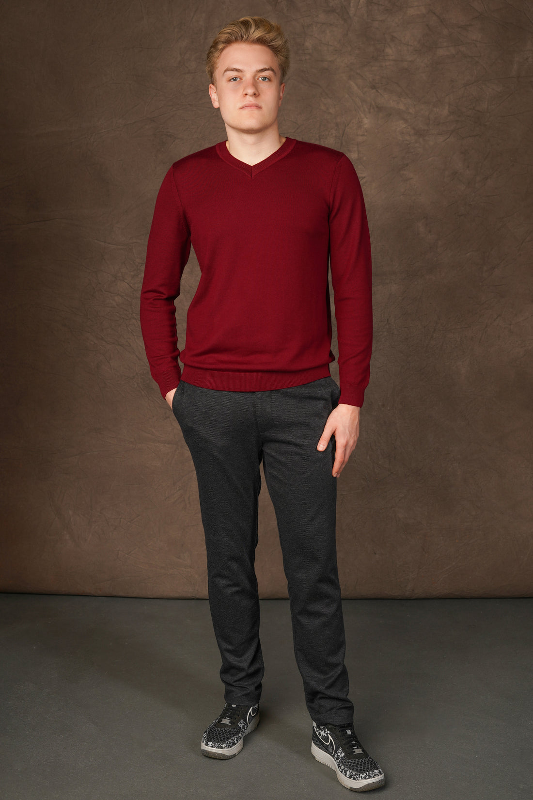 Merino wool V-neck sweater