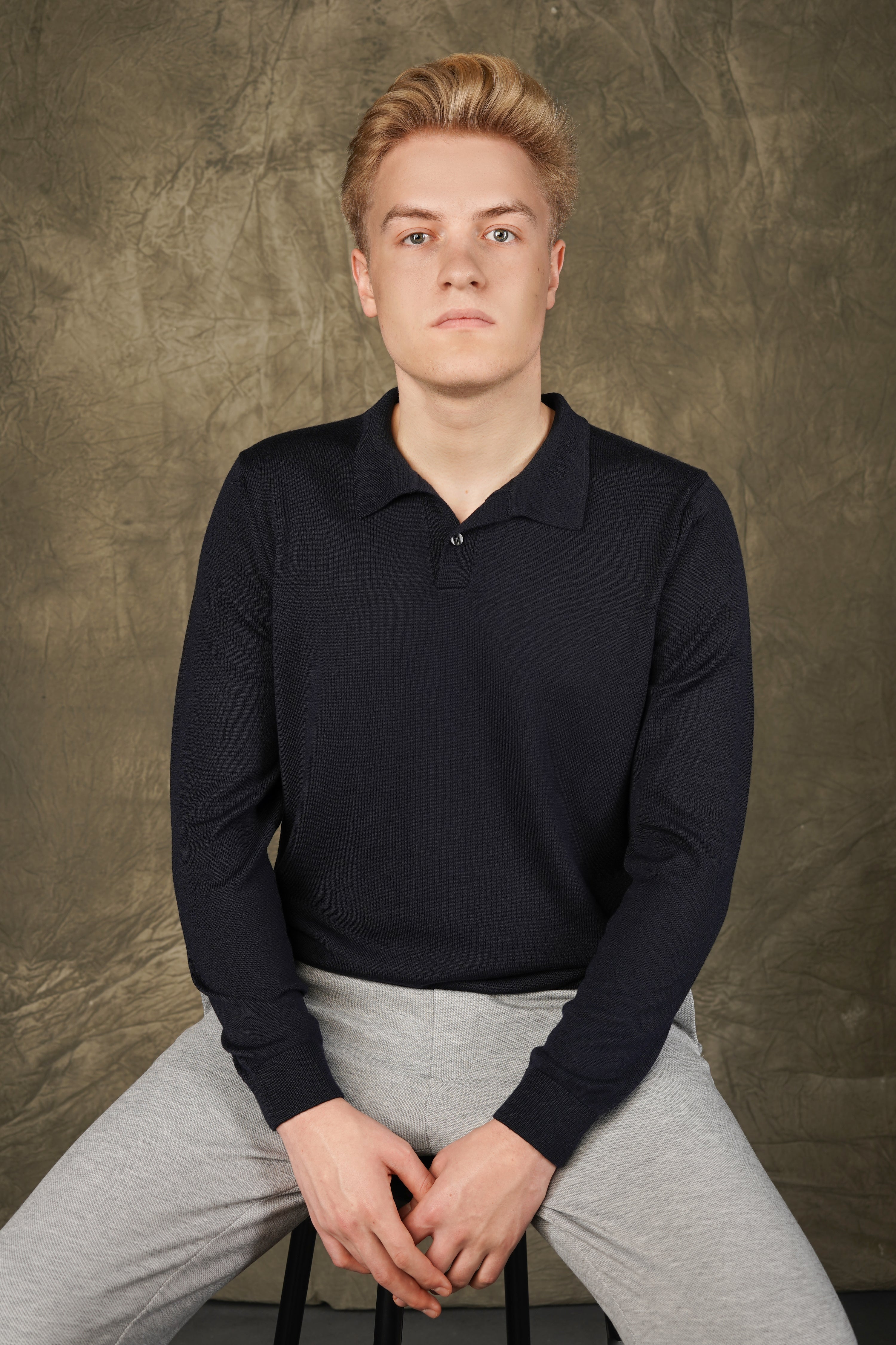 Merino wool polo sweater