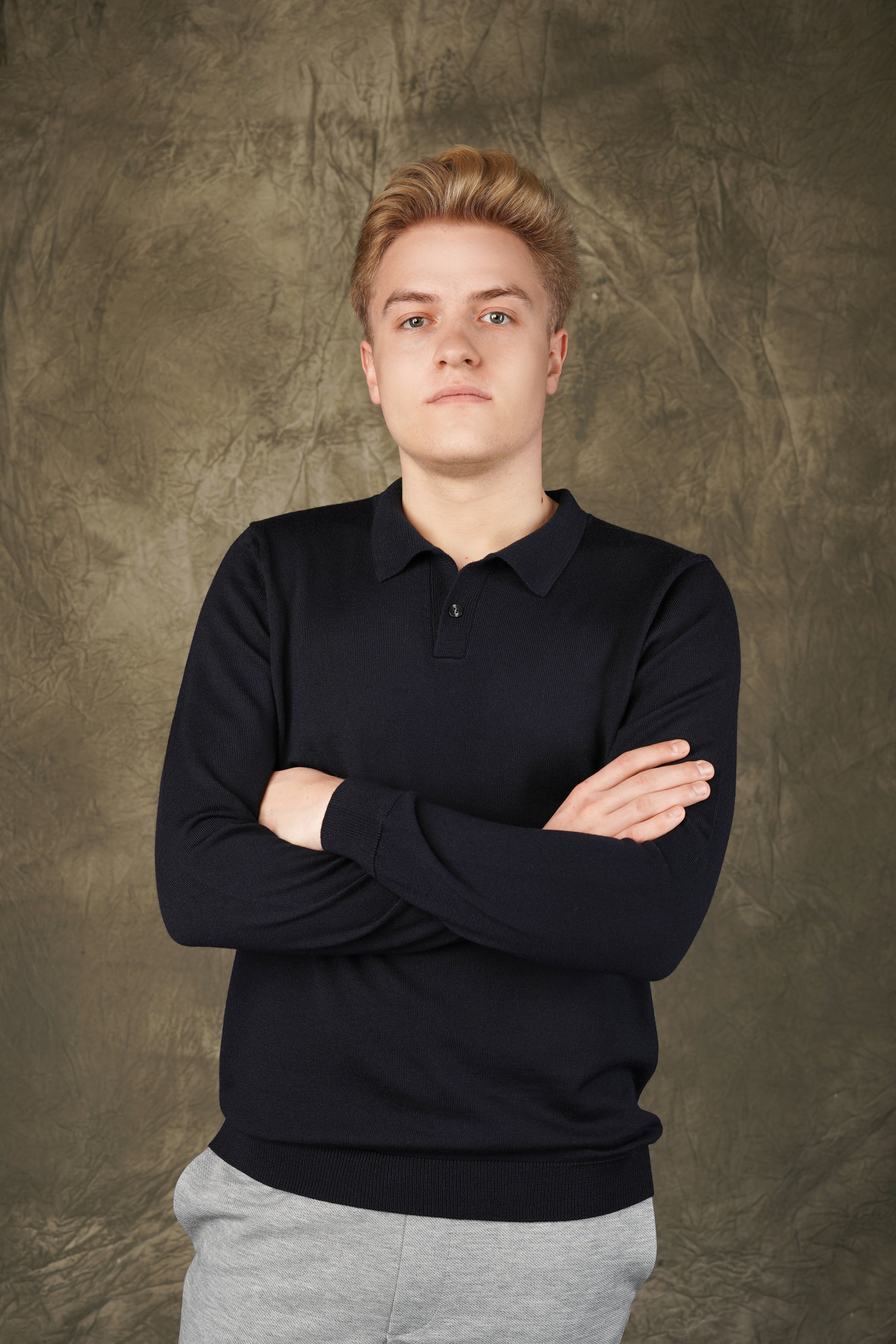 Merino wool polo sweater