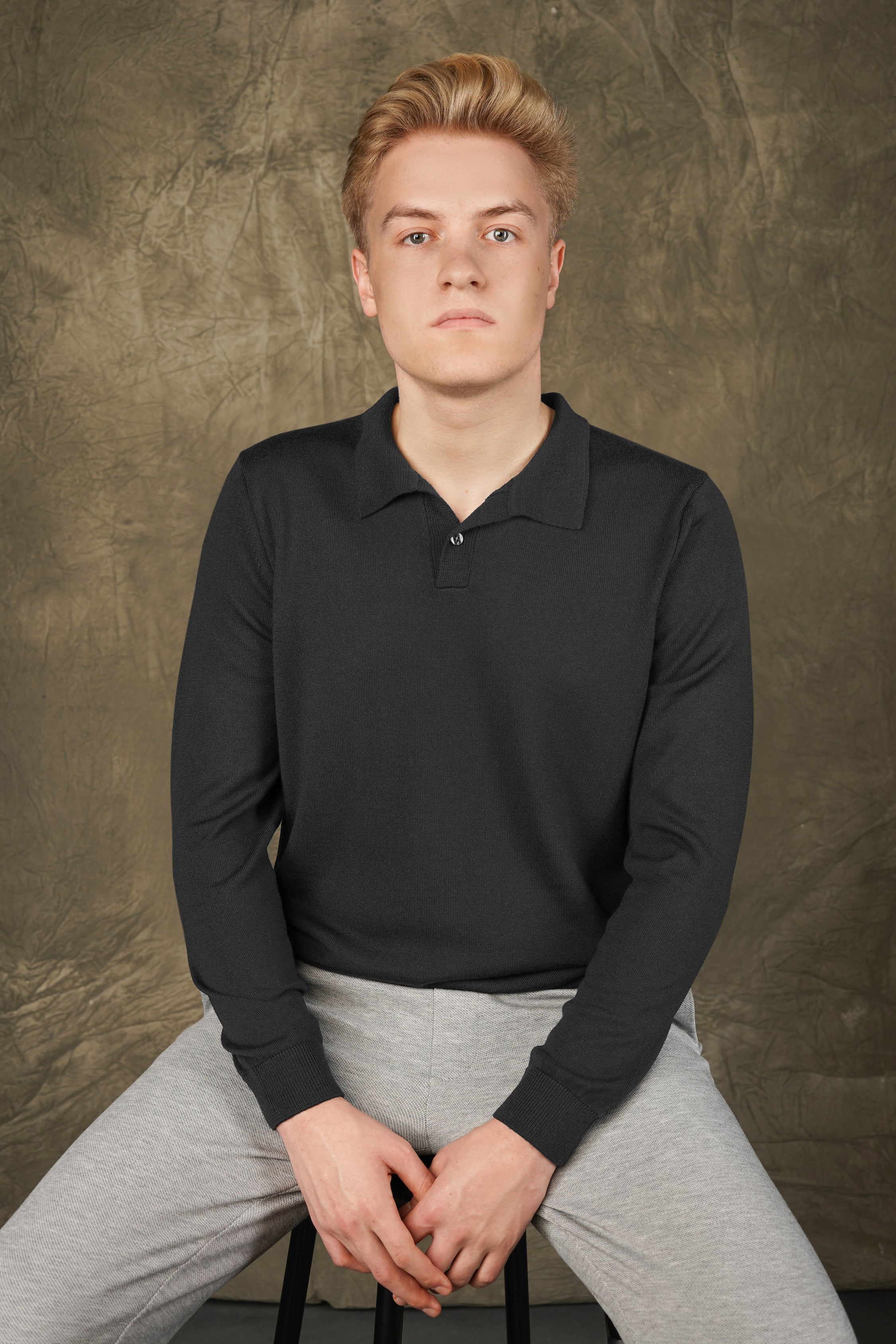 Merino wool polo sweater