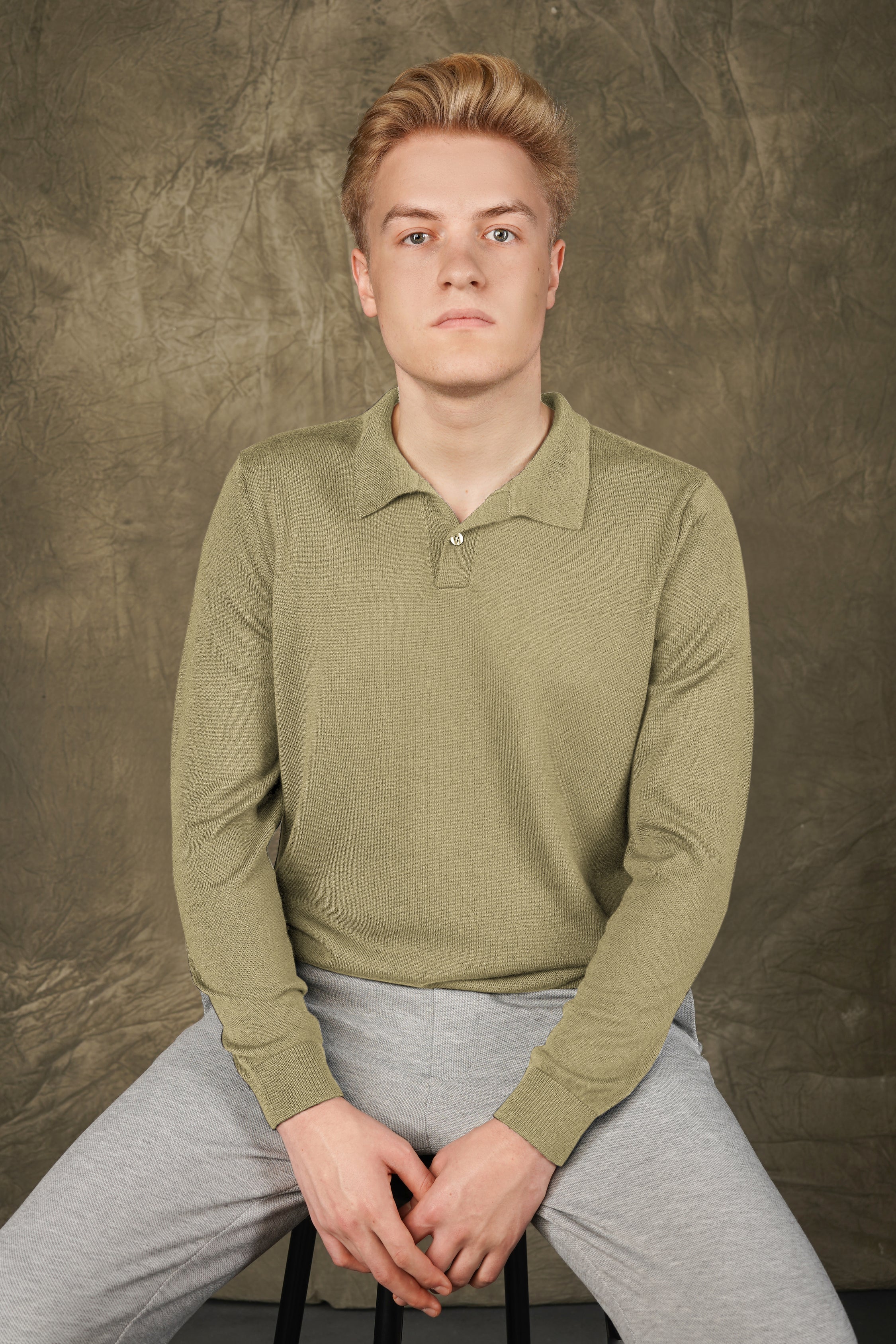 Merino wool polo sweater