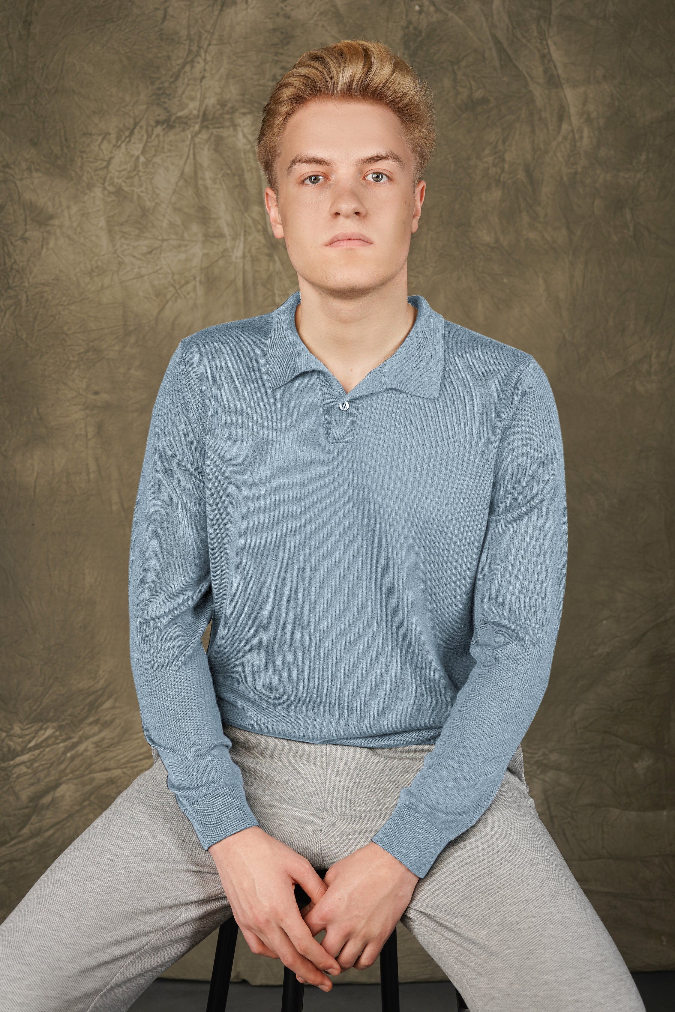 Merino wool polo sweater