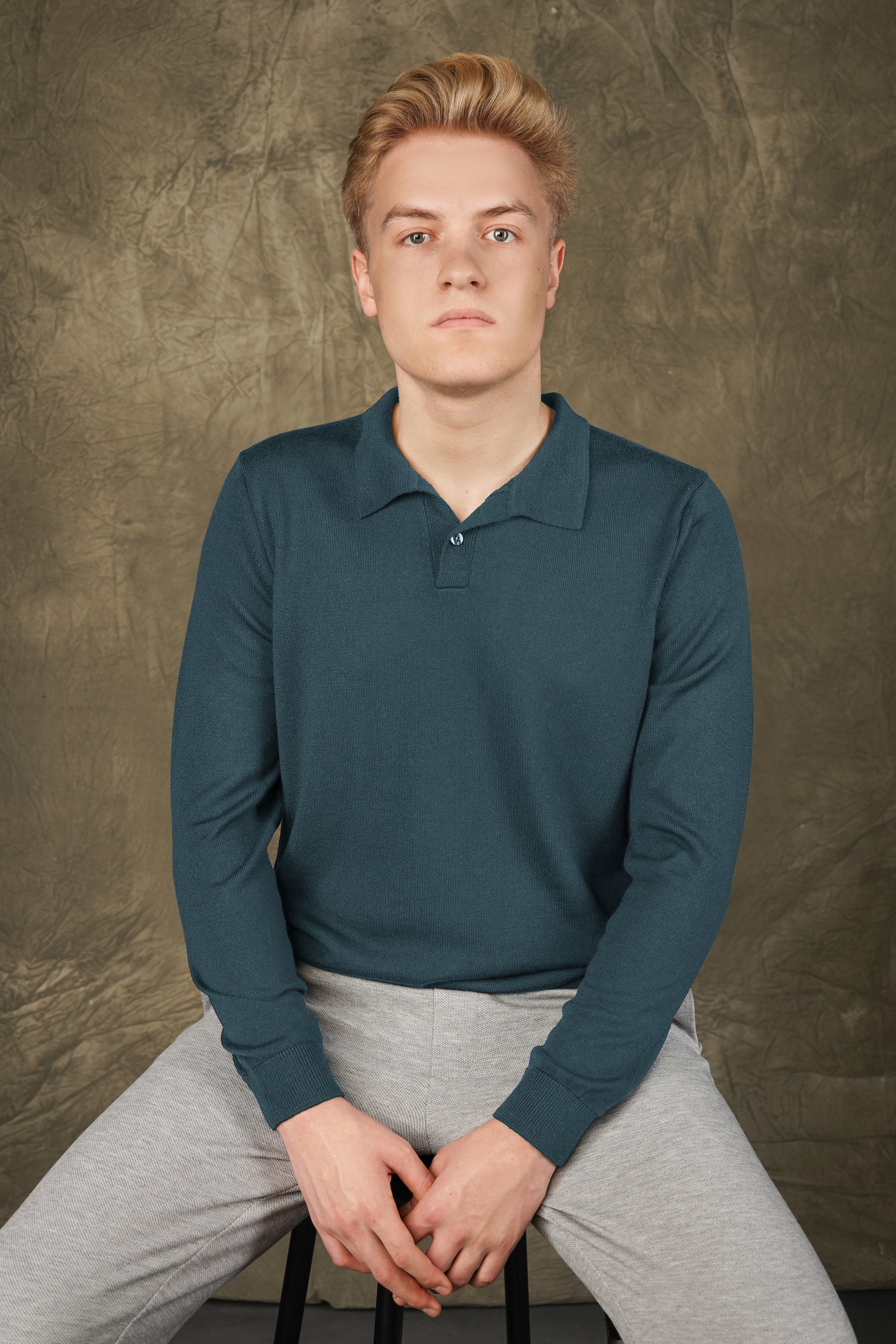 Merino wool polo sweater