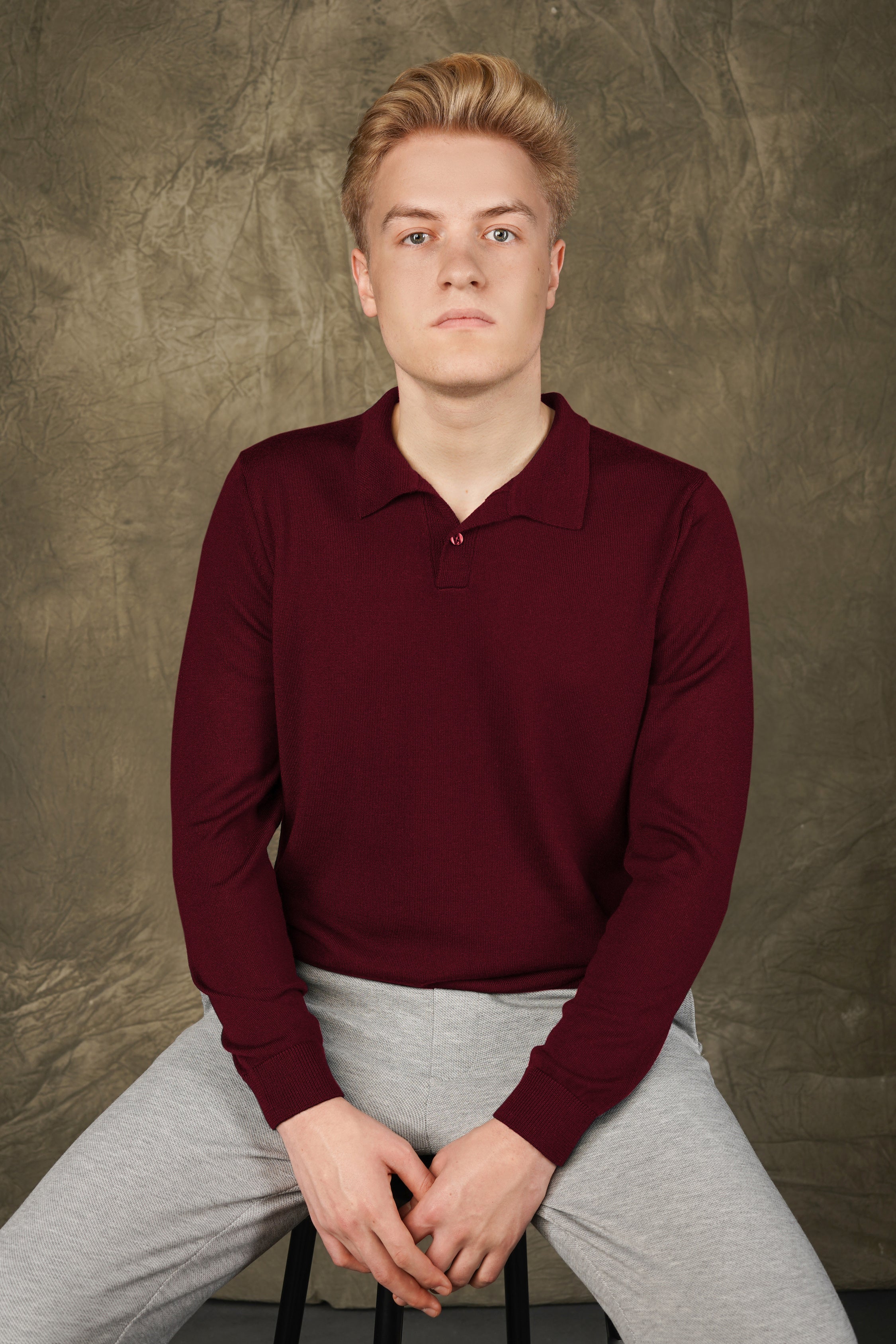 Merino wool polo sweater