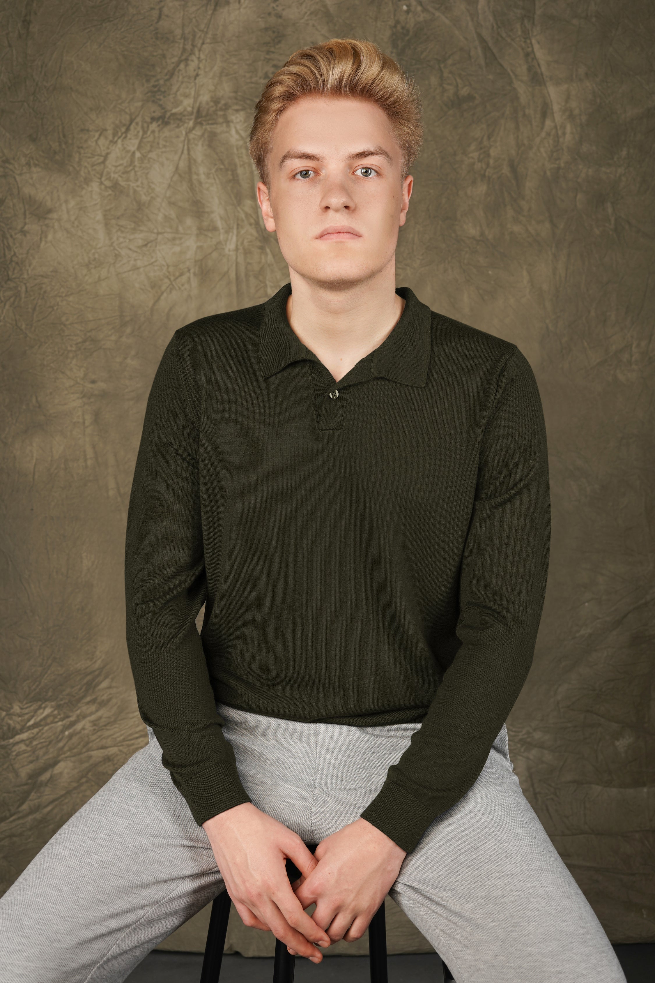 Merino wool polo sweater