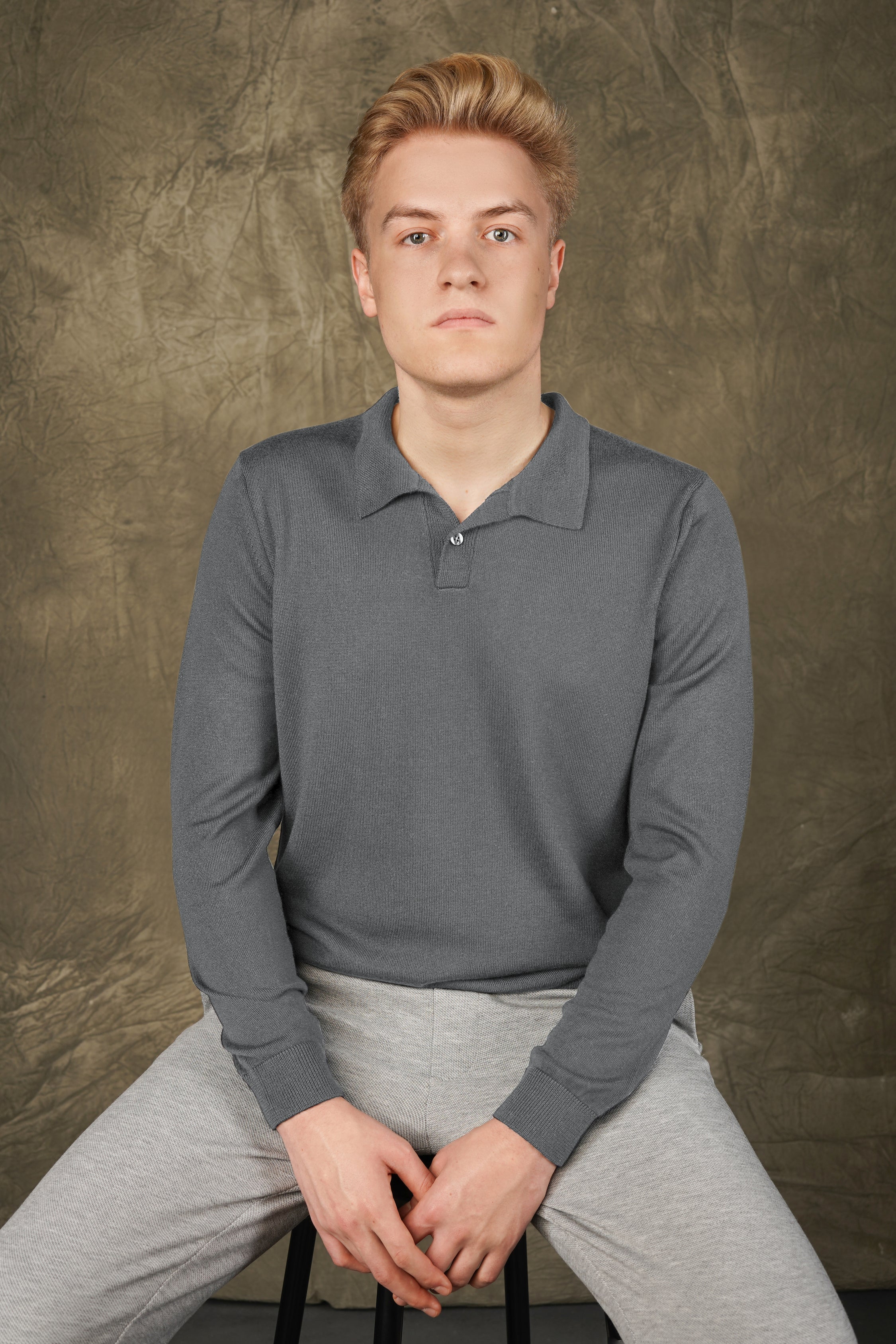 Merino wool polo sweater