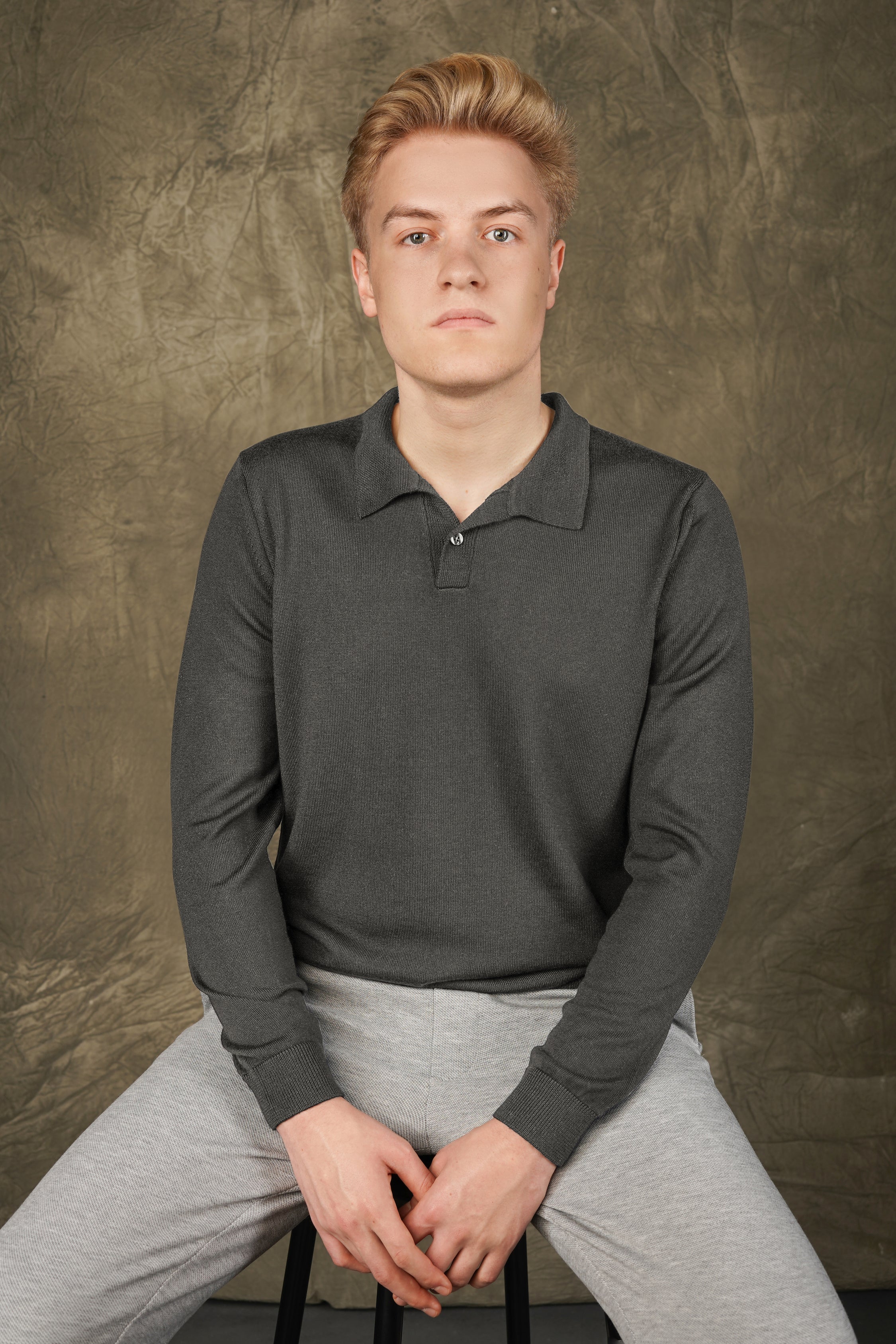 Merino wool polo sweater