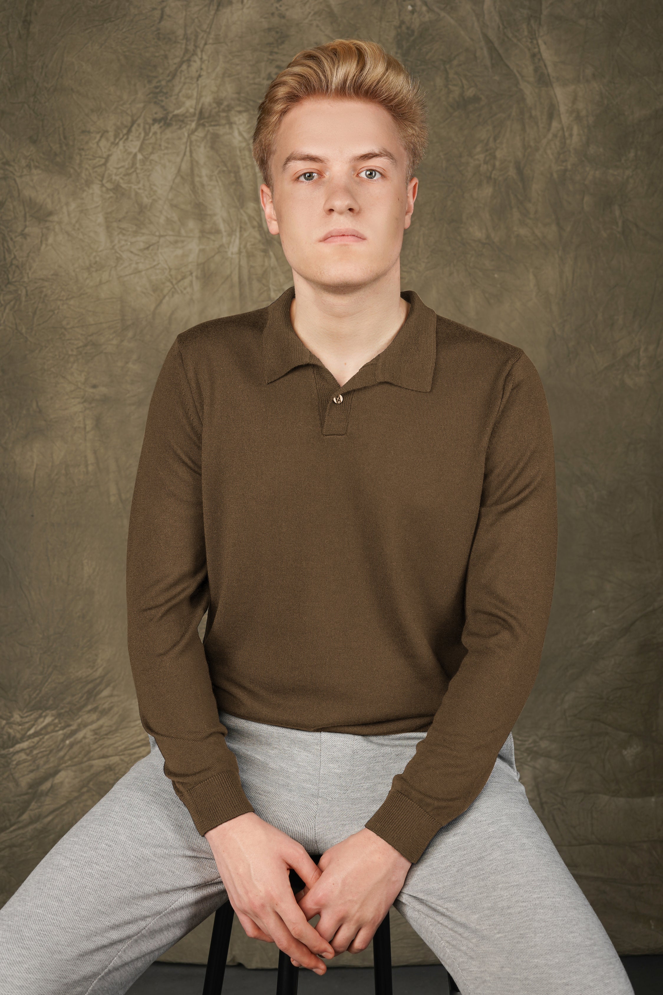 Merino wool polo sweater