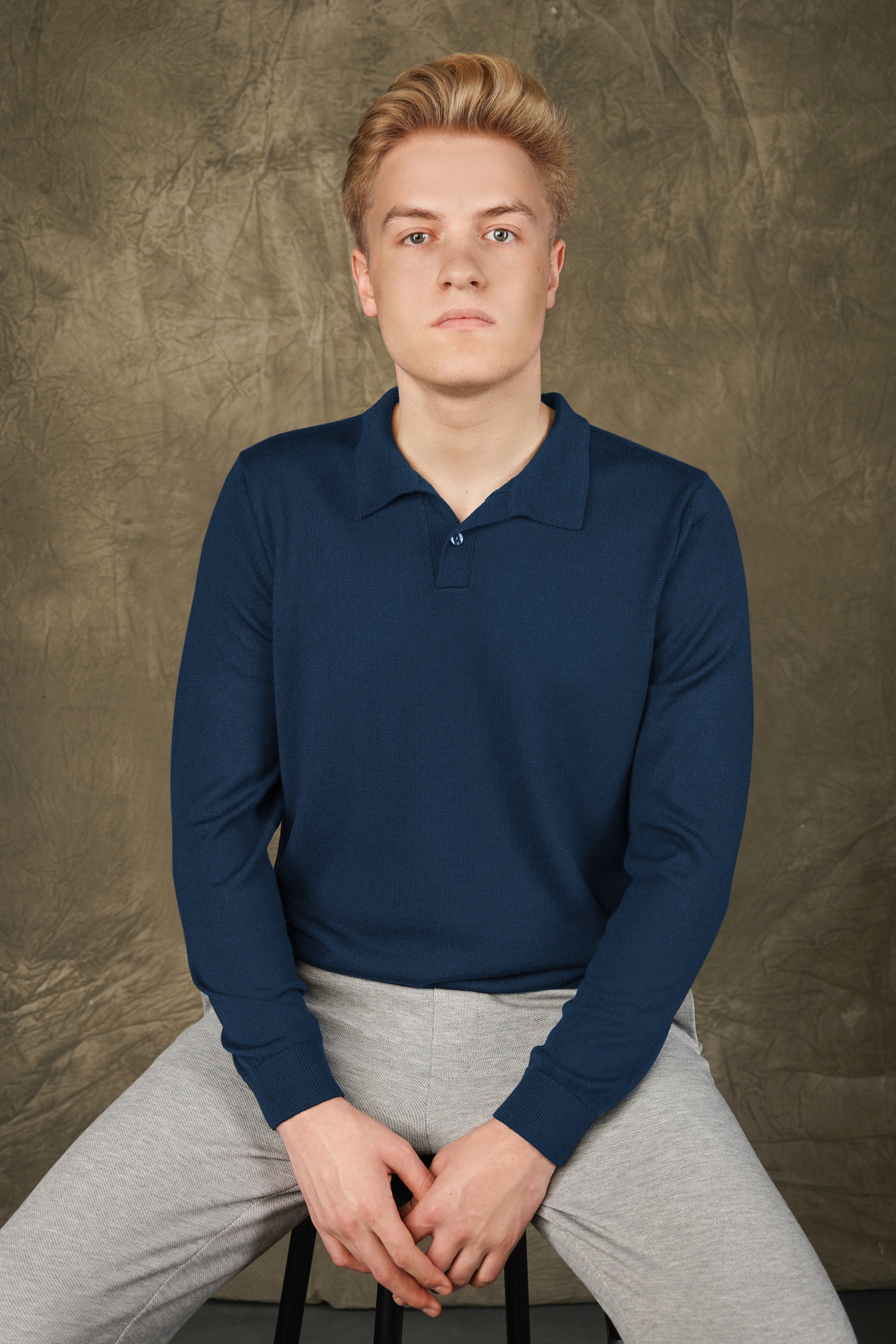 Merino wool polo sweater