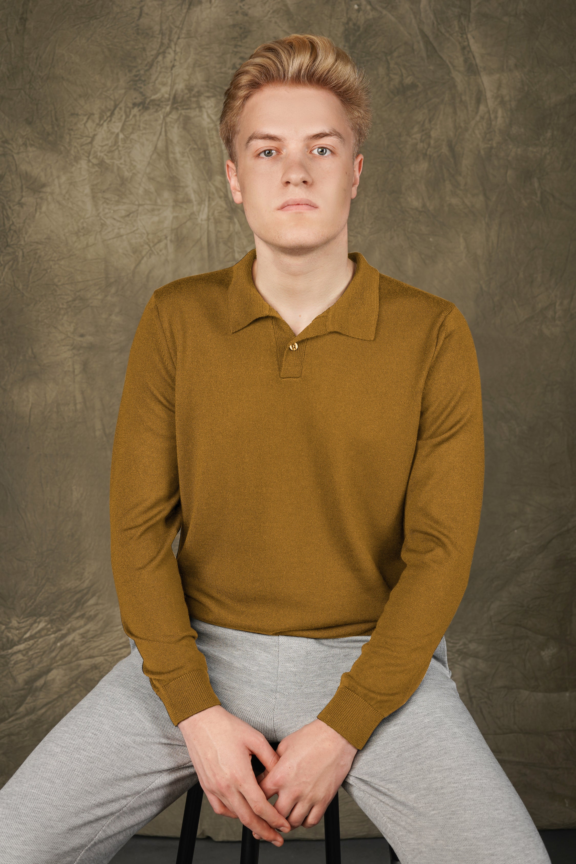 Merino wool polo sweater