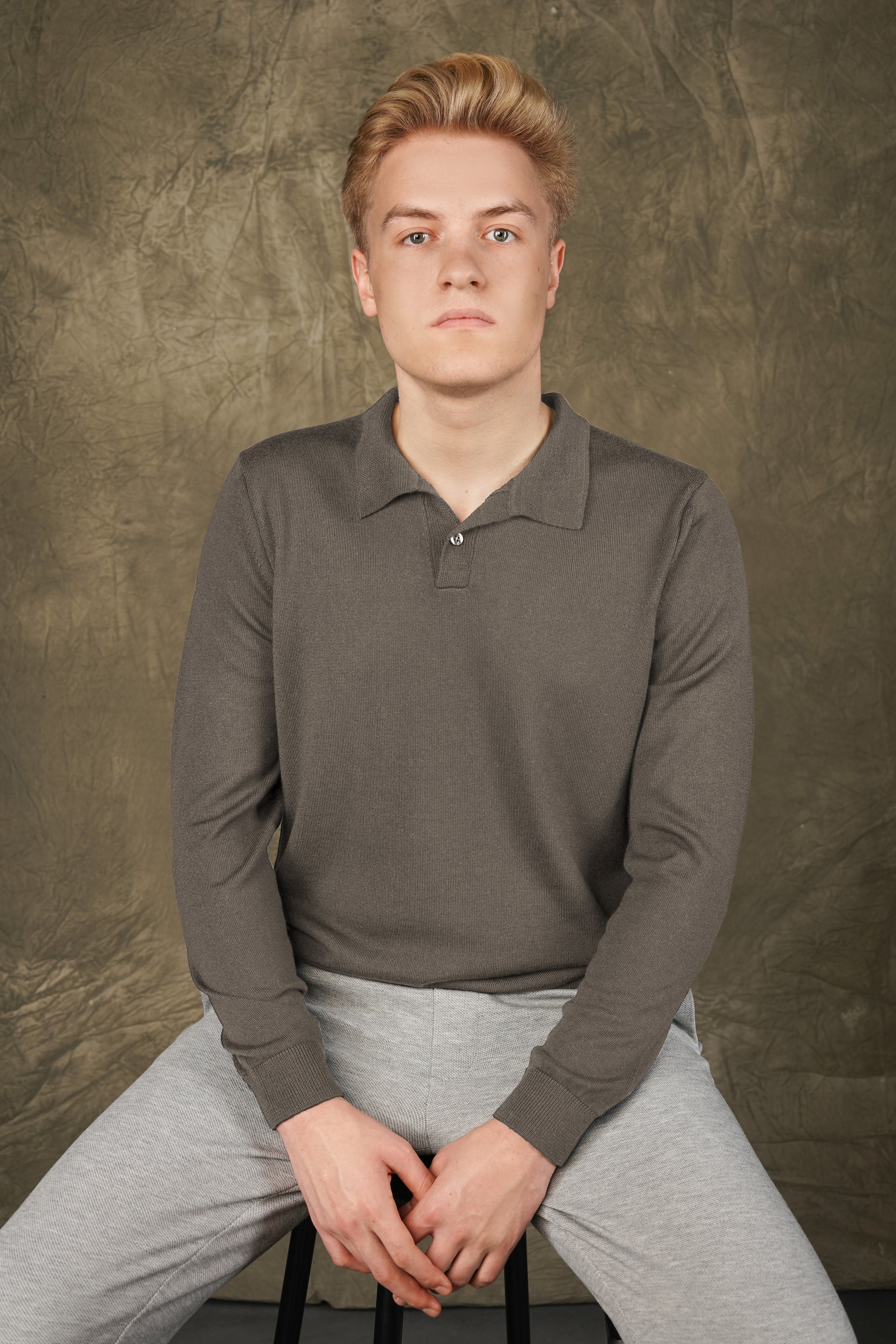 Merino wool polo sweater