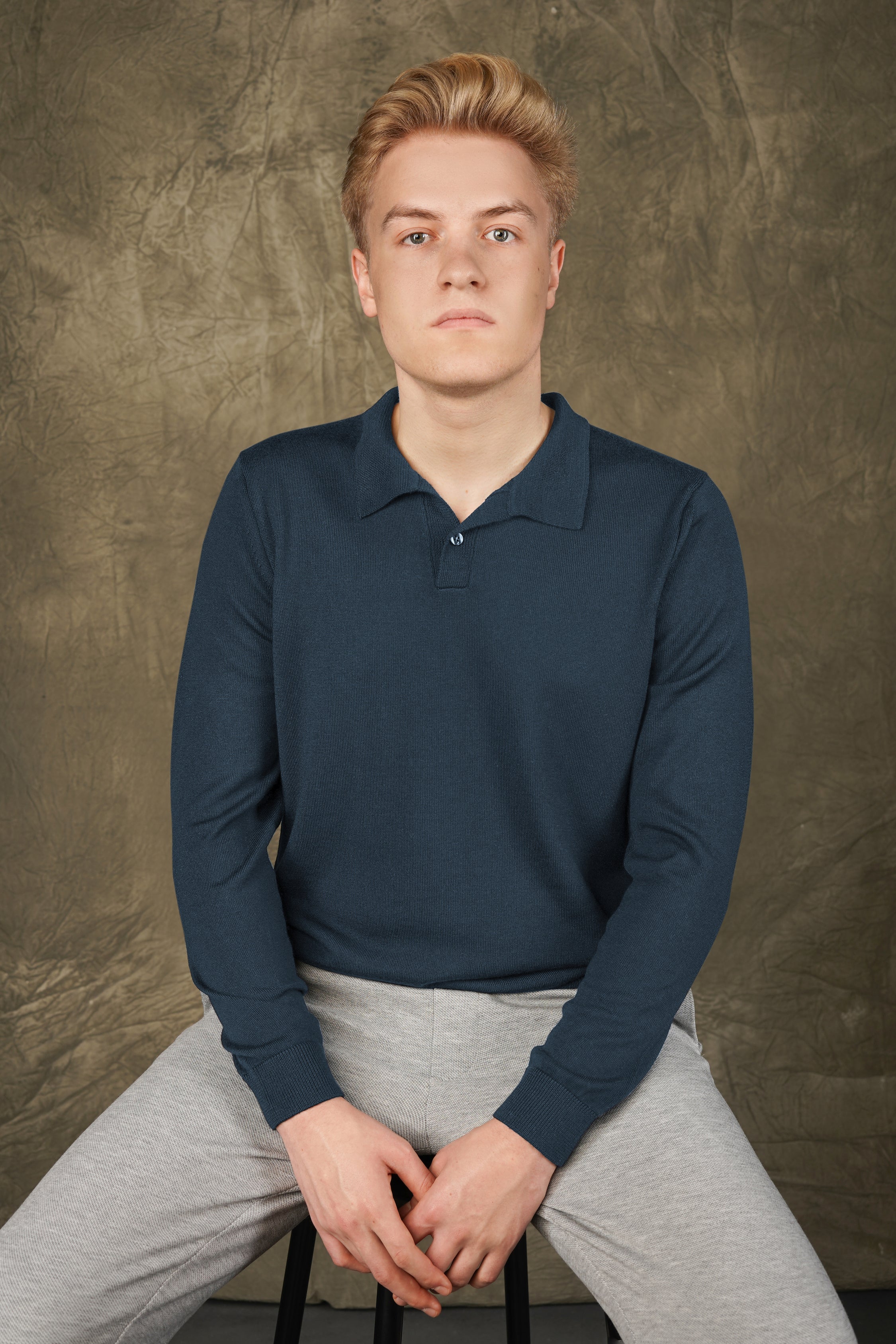 Merino wool polo sweater