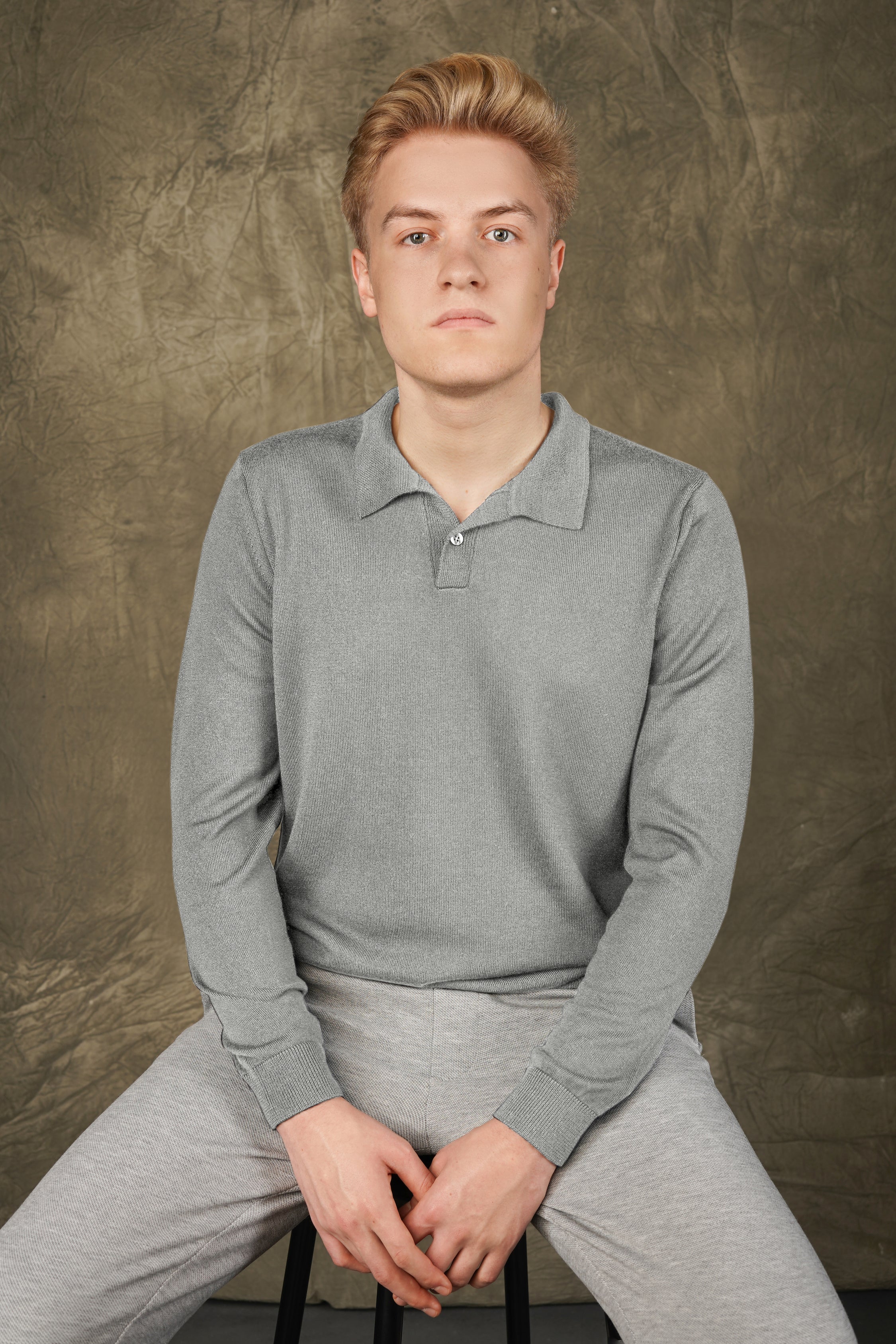 Merino wool polo sweater