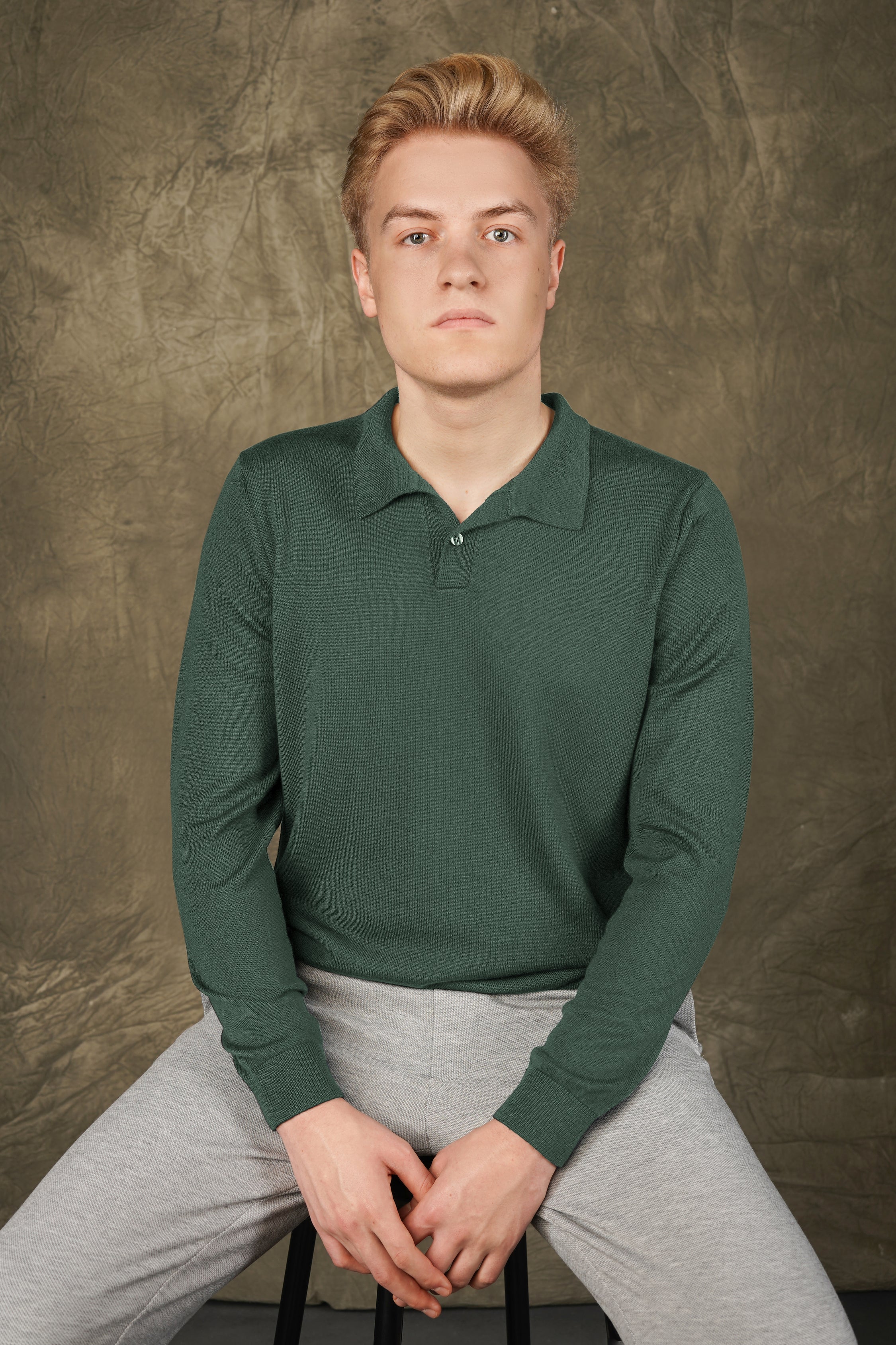 Merino wool polo sweater