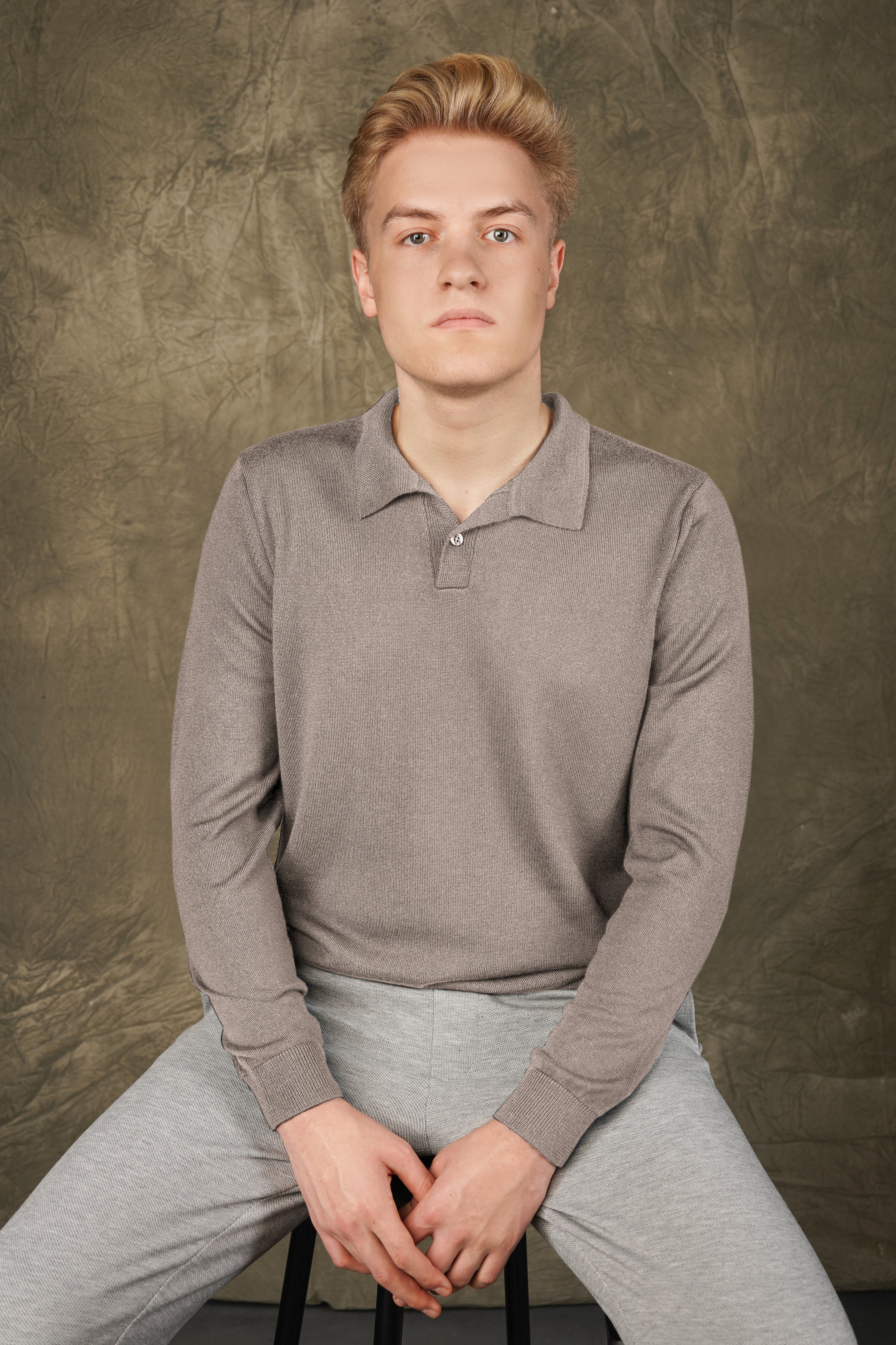 Merino wool polo sweater