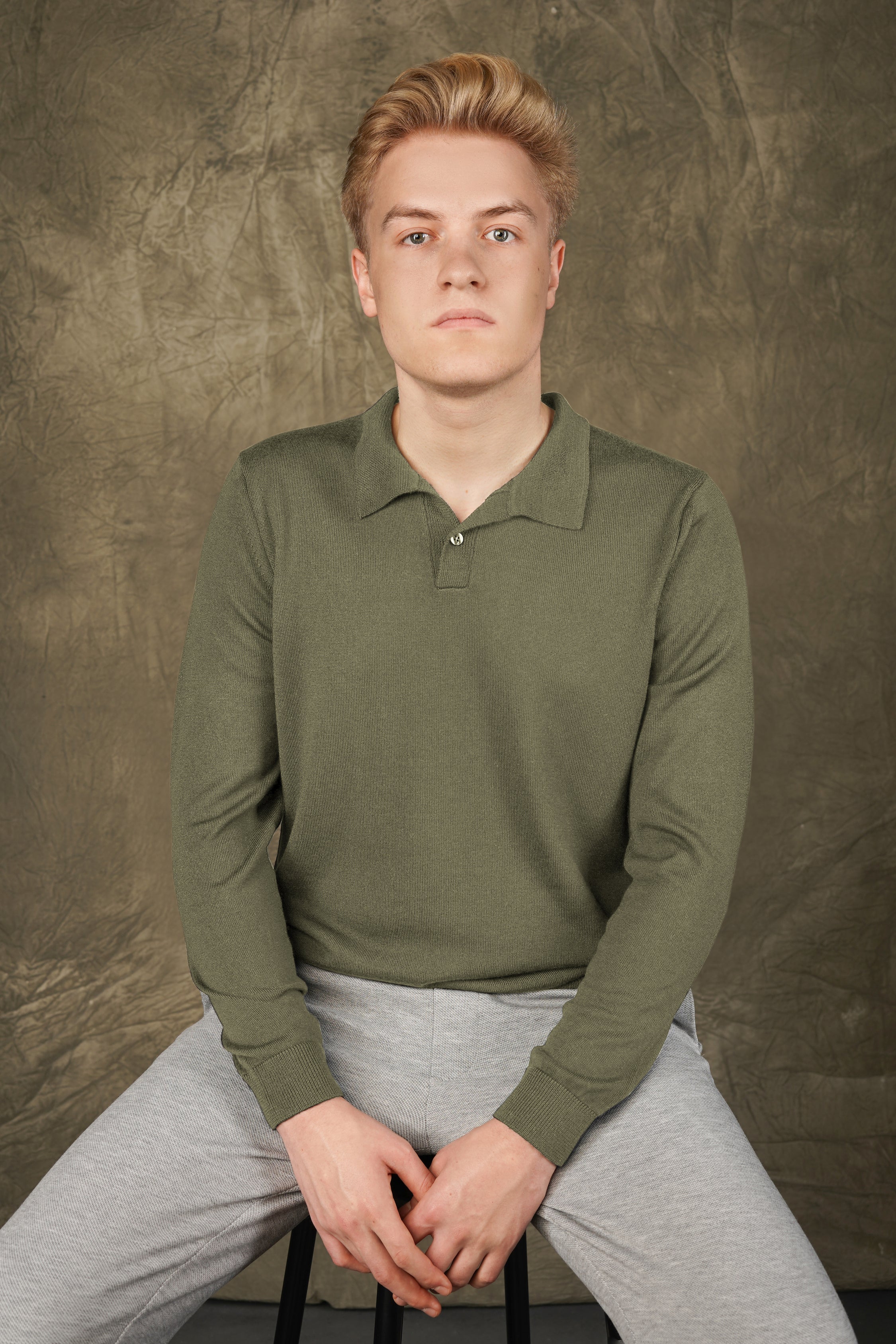 Merino wool polo sweater