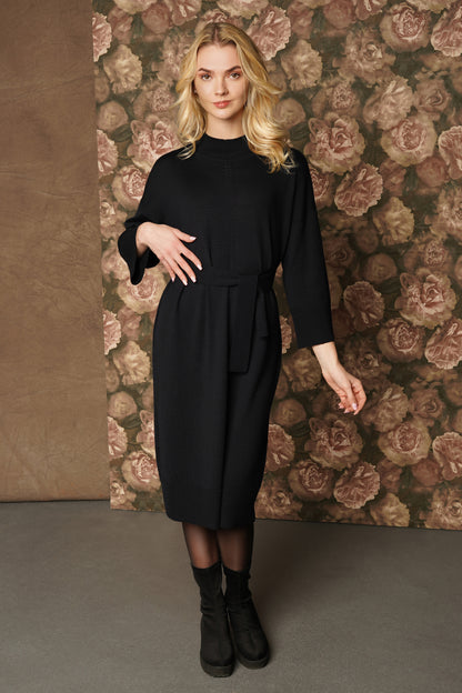 Merino wool long neck dress